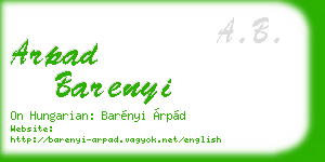 arpad barenyi business card